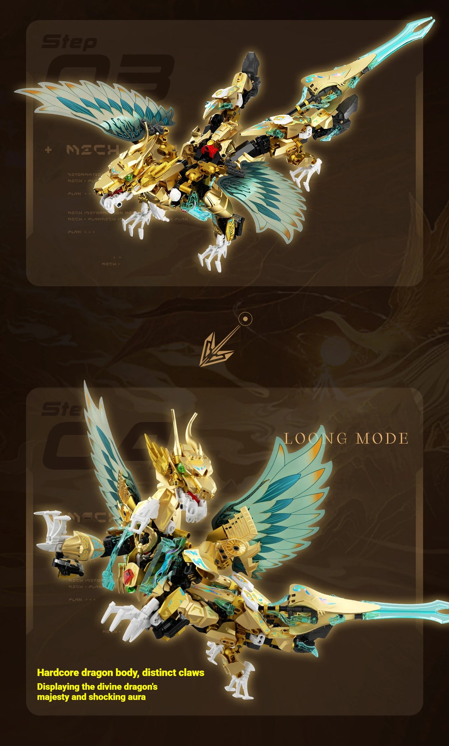 Robot building blocks set, mecha toy model, assembly, home decoration, dual-mode educational toy, birthday gift for boys.