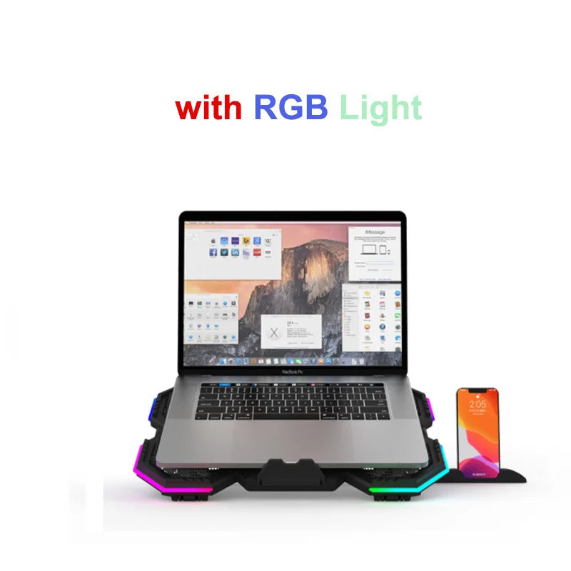 RGB Gaming Laptop Cooling Pad Air Cooler Notebook Stand Holder with 6 fans Cooling Fan Base Suit for 12-17 inch Laptop Stand
