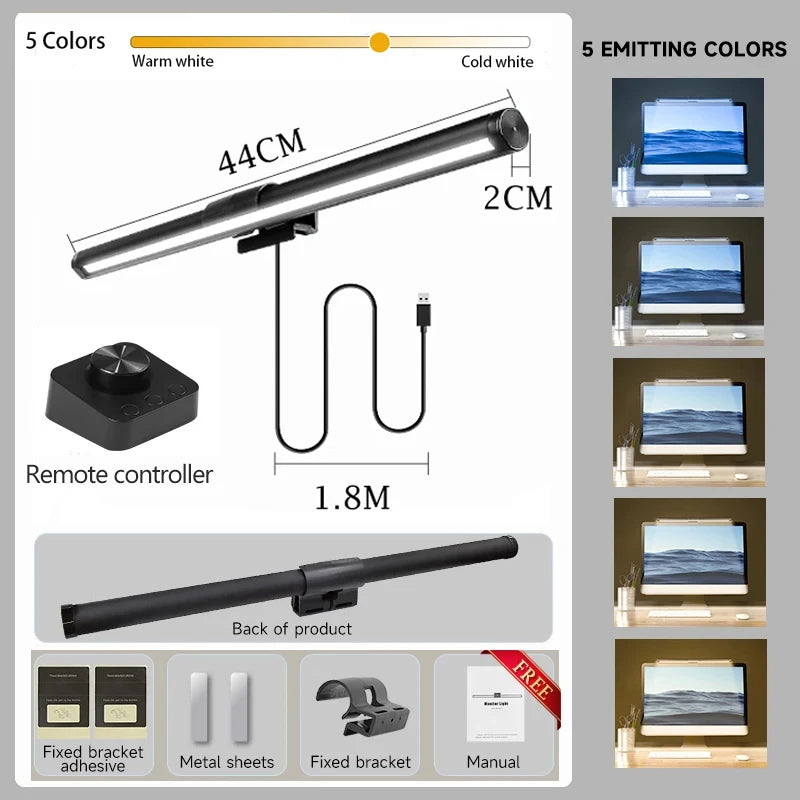 RGB LED Monitor Light Bar Stepless Dimmable Hanging Bar for Work And Gaming - Atmosphere Lamp for Screen Lighting Game Learning