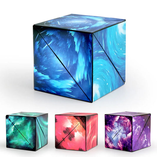 3D Flip Magnetic Magic Cube Puzzle Game Variety Geometric Changeable Magnetic Cube Anti Stress Fidget Toys Kids Christmas Gifts