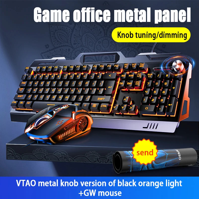 V2g5 Gaming Mechanical Handle Metal Keyboard Mouse Headset Usb Cable 3pieces/set for Esports Player Free Mousepad