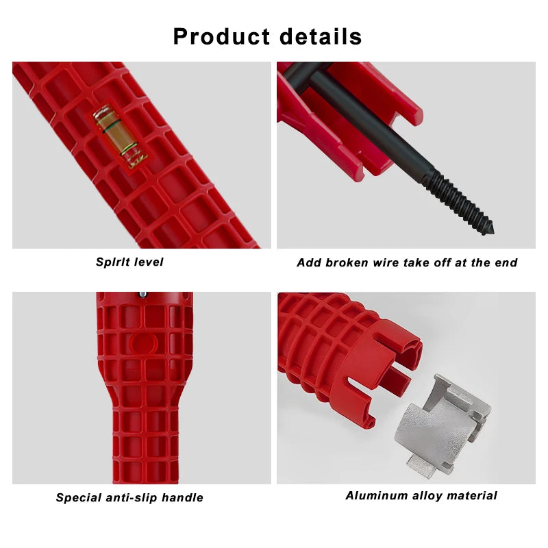 14 in 1 Sink Faucet Wrench Multifunction Pipe Wrench Anti-Slip Handle Double Head Wrench For Kitchen Bathroom Water Pipe Repair