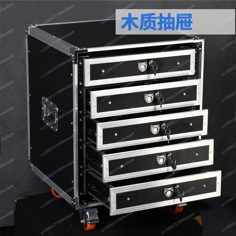 19 inch 2U drawer with lock, suitable for ABS air case, microphone cabinet 3U solid wood microphone receiver, engineering case