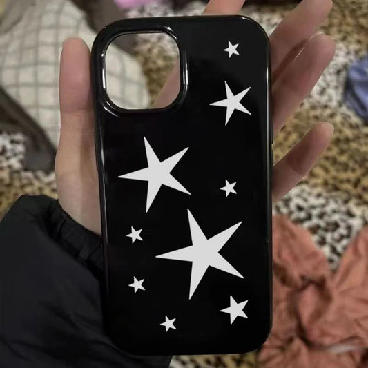 Ins Korean Lovely White Five Star Phone Case For iPhone 17 16 Pro Max 15 14 13 12 11 Pro 7 8 16 Plus 16e 17Air Shockproof Cover