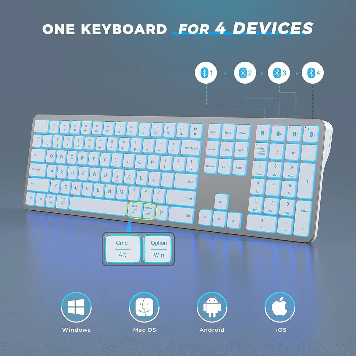 RGB Wireless Bluetooth Keyboard Full Size Multi-Purpose Rechargeable Keyboard Backlight Gaming Keyboard for Tablet PC