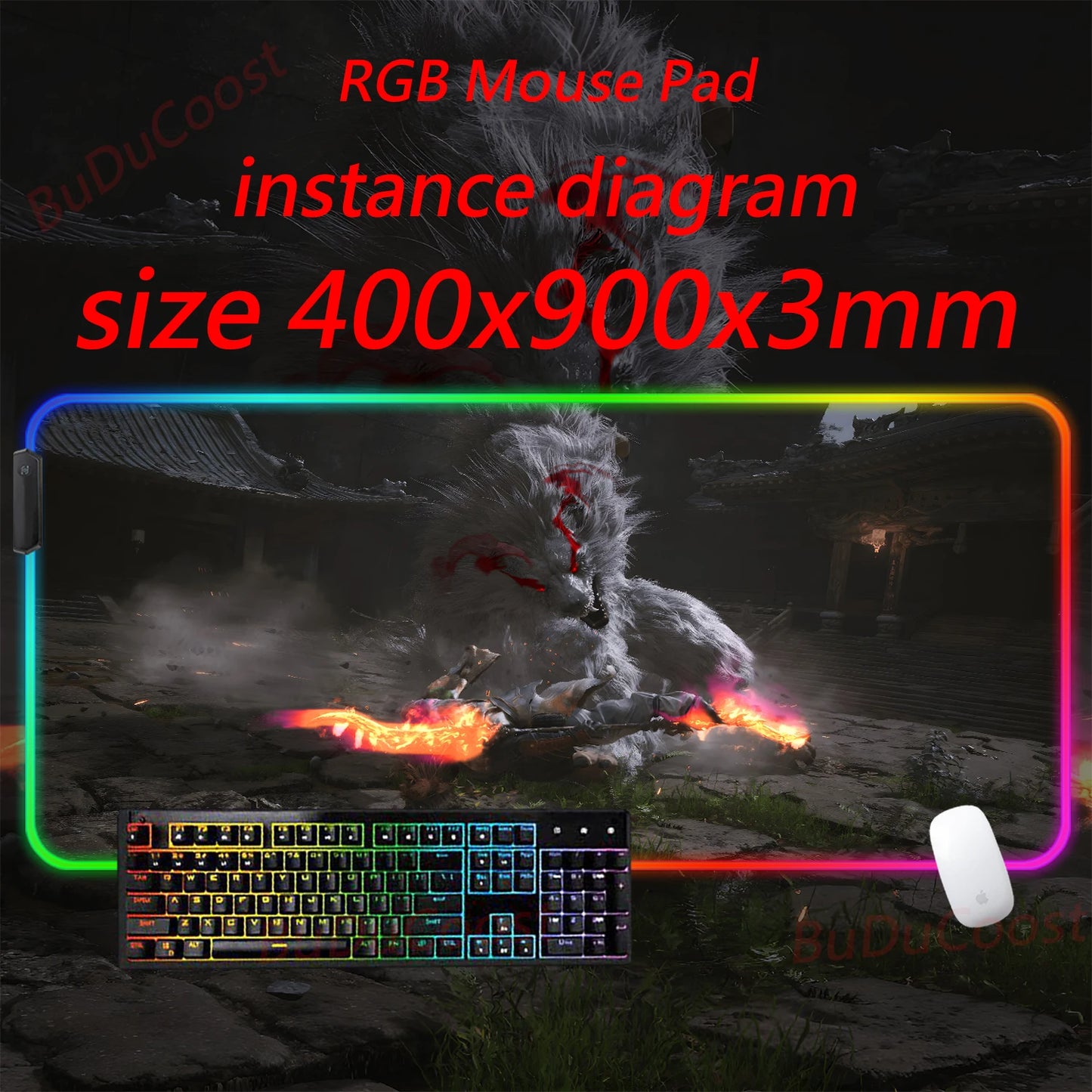 Black Myth  Wukong electronic sports PC Office HD Printing Desk Gaming RGB XXL Game Locking Edge Computer Luminescence Mouse Pad