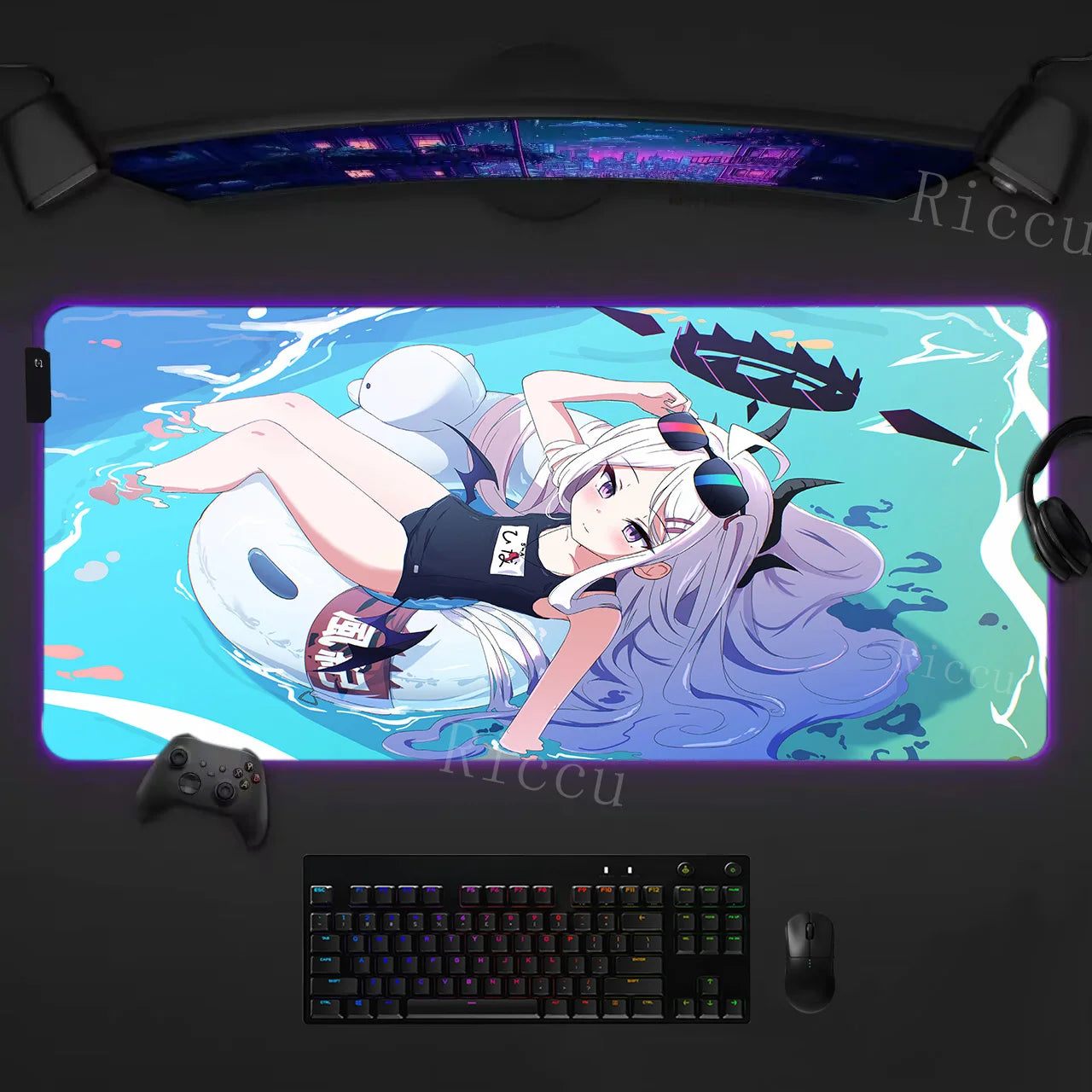 RGB HD Ryuuge Kisaki Blue Archive Game Mousepad Large Keyboard Desk Mat Gaming Mouse Pad LockEdge Edge PC Computer Mat E-Sports
