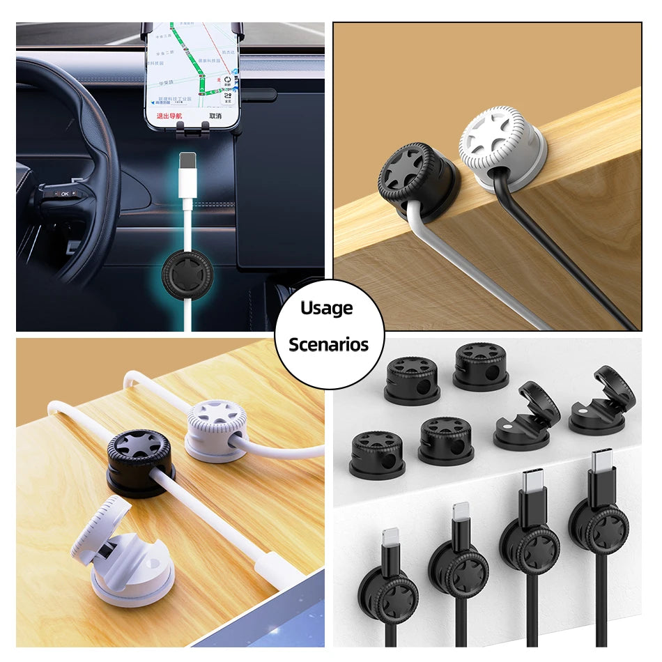 Magnetic Cable Organizer Adjustable Cable Clips Holder Adhesive Wire Keeper Cord Management for Car Home Office Under Desk