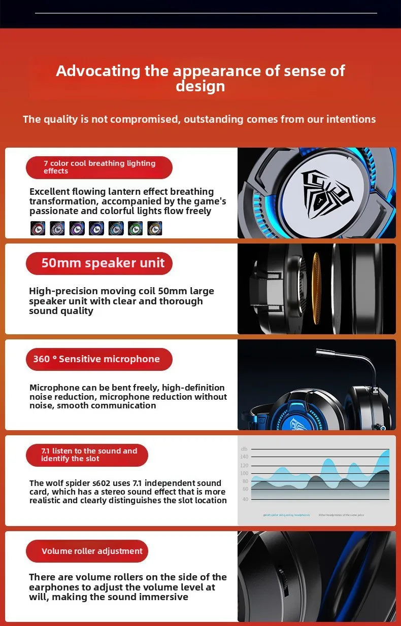 AULA gamer USB Headset 7.1 Channel Wired Headphone PC Laptop Computer gaming pc accessories computer office Gaming accessories