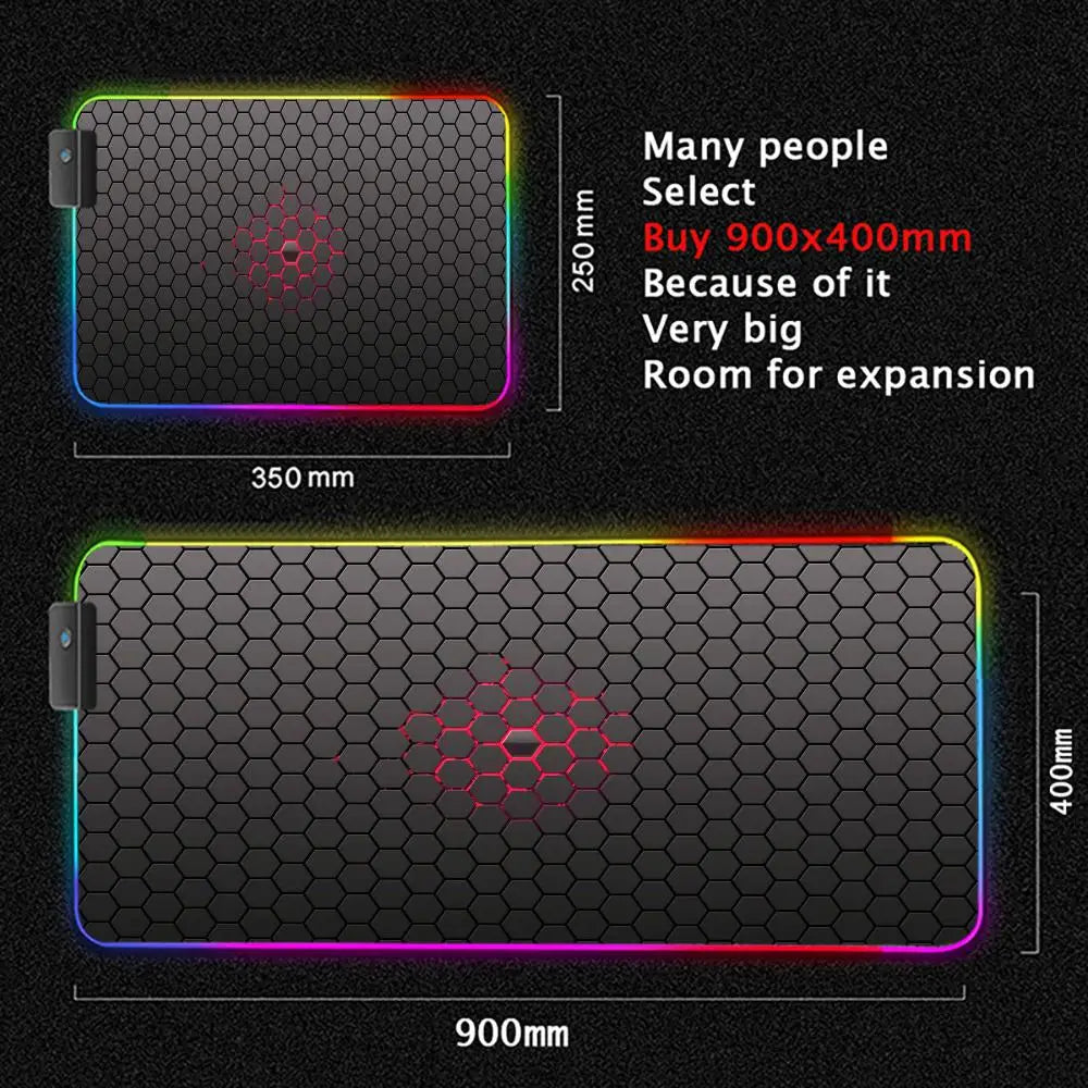 Geometric Art Mouse Pad XXL RGB Gaming MousePad HD Gamer Accessories Large LED Light MousePads PC Computer Carpet With Backlit
