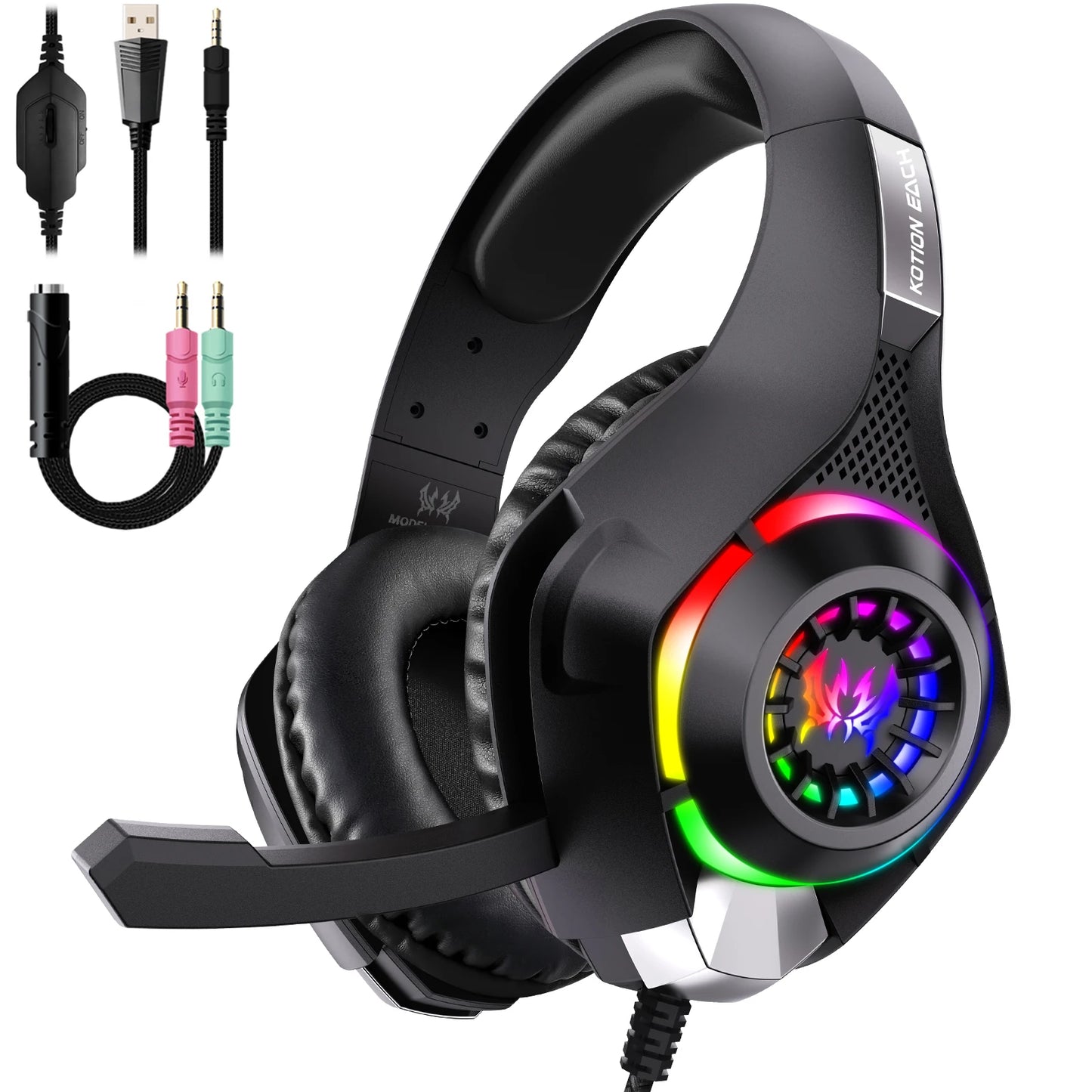 Wired Gaming Headset Headphone 3.5mm PC Gaming Headset Earphones With Surround ENC Mic For Computer PS4 PS5 Xbox Bass Stereo