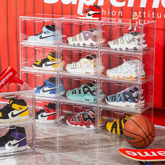 Home Furniture 1 Pack Transparent Acrylic Magnetic Side-opening Shoe Box, Dust-proof Bag Storage Box, AJ Sneaker Storage Display