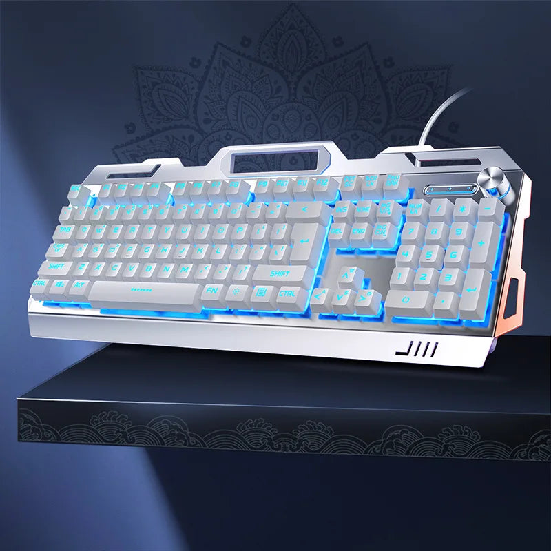 V2g5 Gaming Mechanical Handle Metal Keyboard Mouse Headset Usb Cable 3pieces/set for Esports Player Free Mousepad