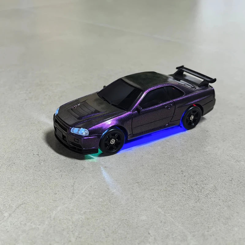 1/43 HB-RP43 RC Drift Car with DIY White Body Shell & Extra Tires 2.4G 4WD ESP Gyro Stabilization Full Proportional Control Car