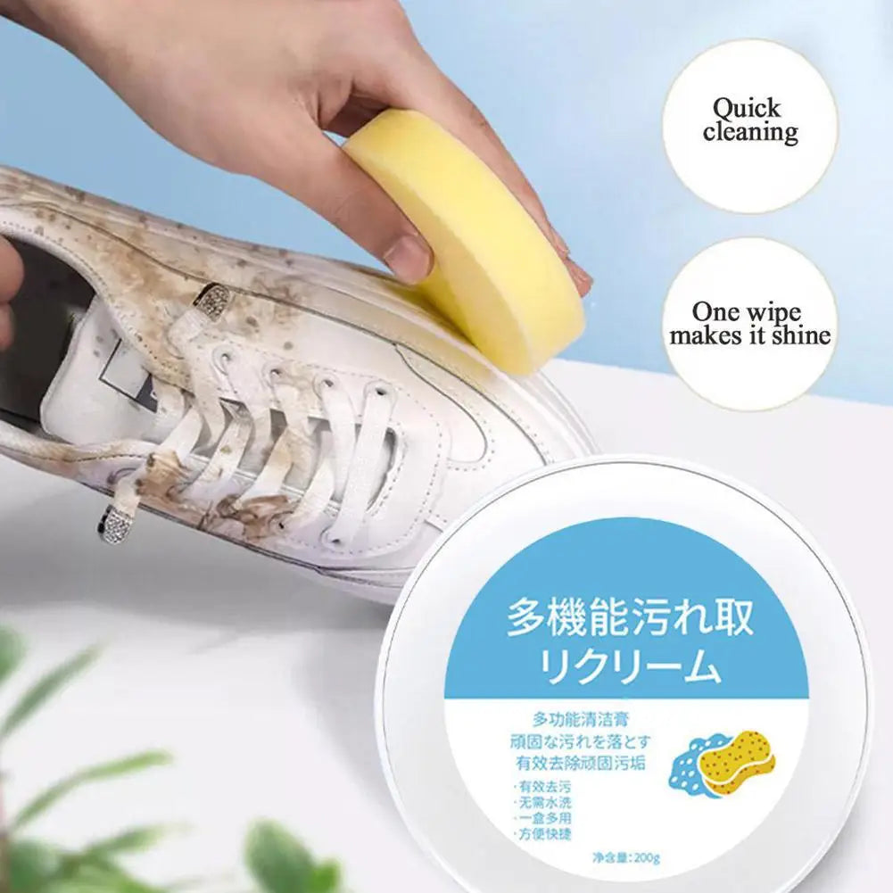White Shoes Cleaning Cream Stains Remover Shoes Whitening All-Purpose Cleansing Cream With Wipe Sponge For Shoes Sneakers