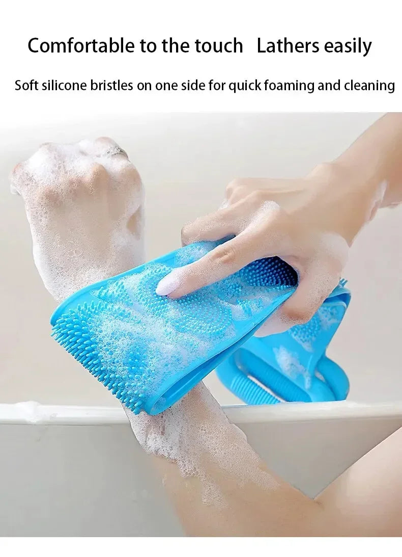 Silicone Back Scrubber for Shower Bath Body Brush Back Washer with Handle for Men and Women Deep Cleansing Massage Skin