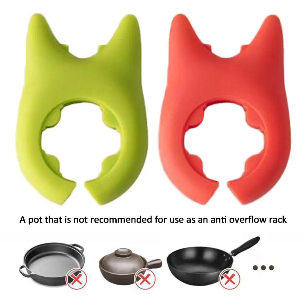 Portable Silicone Anti-overflow Pot Lid Clip Anti-scalding Spoon Holder Support Rack Kitchen Universal Spatula Bracket Clip