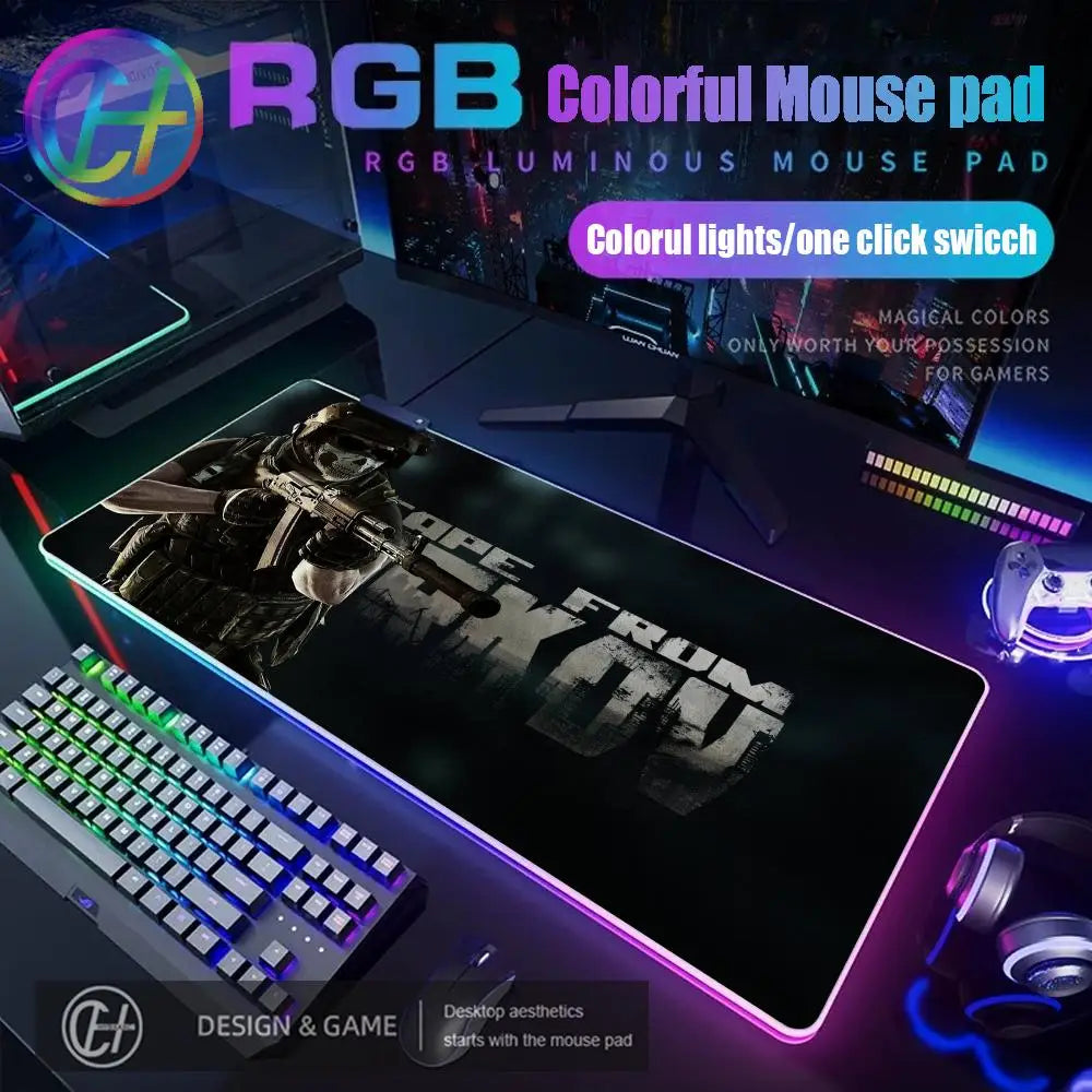 Escape From Tarkov RGB Mouse Pad Computer Gaming Accessories Large Mouse Deskmats MousePads Office Anti-slip Soft Laptop Carpet