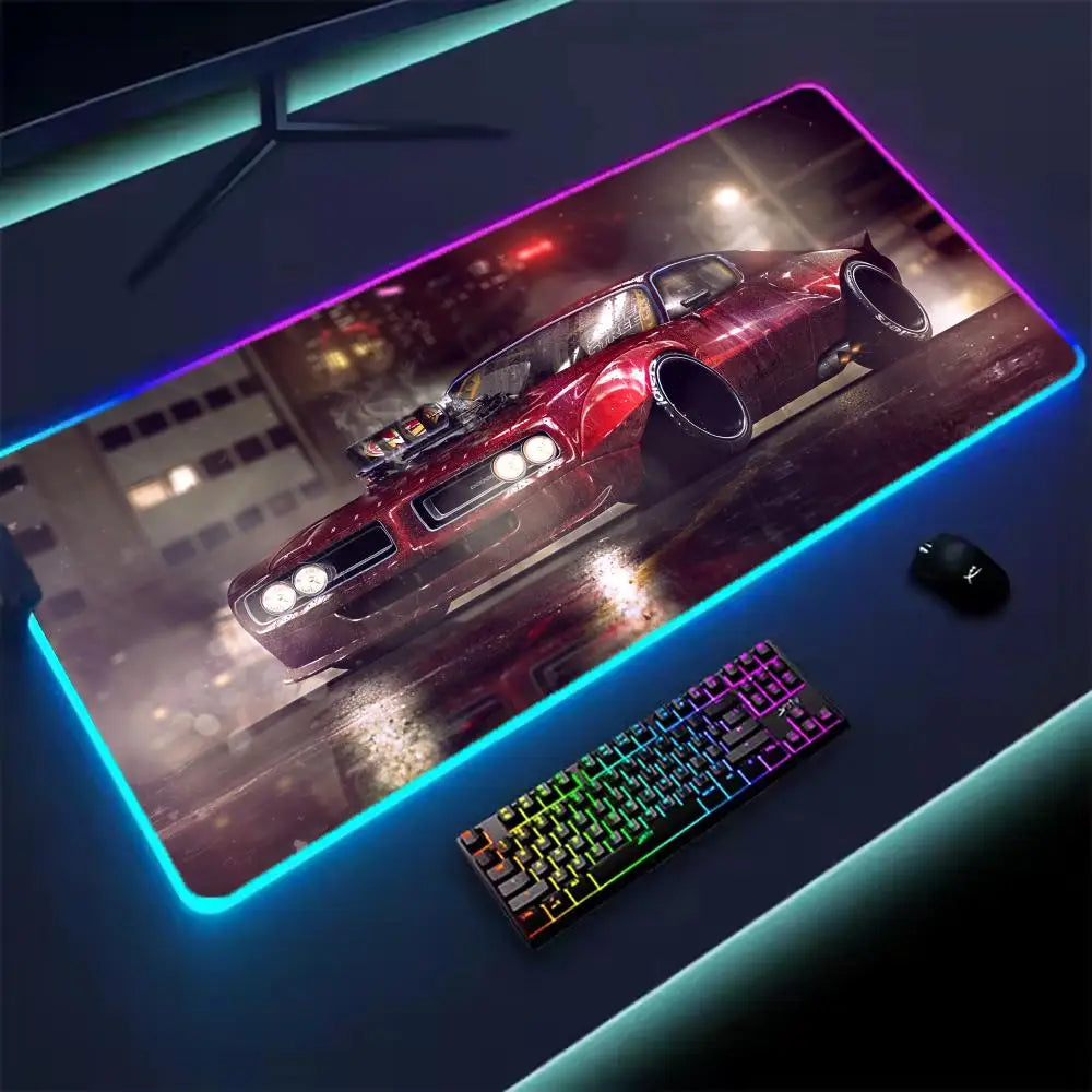 Cool and fashionable Car Large RGB Mouse Pad Gaming Mousepad LED Mousemat Luminous Desk Pads Gamer PC Keyboard Mats XL Table mat