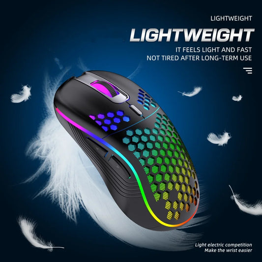 2.4G Wireless Gaming Mouse RGB Lighting Charging Mouse with Adjustable DPI Ergonomic Honeycomb Design for Desktop Laptop