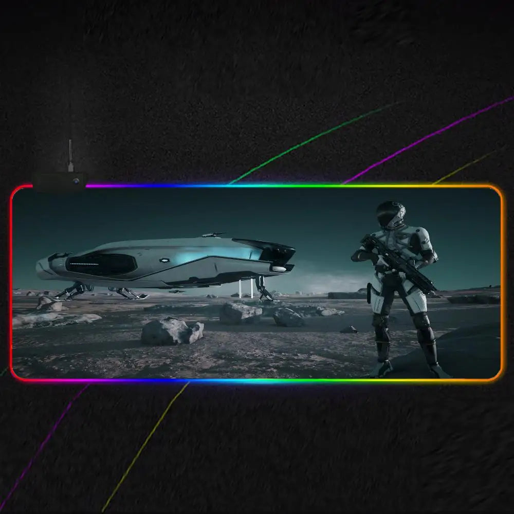 Star Citizen Mouse Pad RGB Gaming Mouse Pad XXL, Extended Surface, Non-Slip, Smooth, LED Lights, Perfect Desk Mat