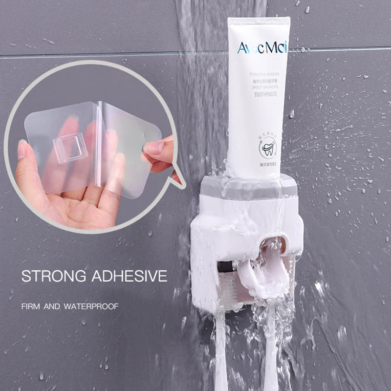 WIKHOSTAR Creative Lazy Automatic Toothpaste Dispenser Toothpaste Squeezer Toothbrush Holder Bathroom Accessories Storage Rack