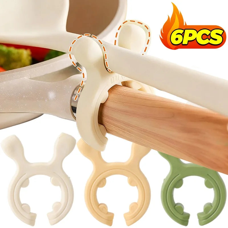1/6pcs Silicone Spatula Holder Anti Scalding Overflow Pot Clips High Temperature Resistance Spoon Shovel Rack Kitchen Gadgets
