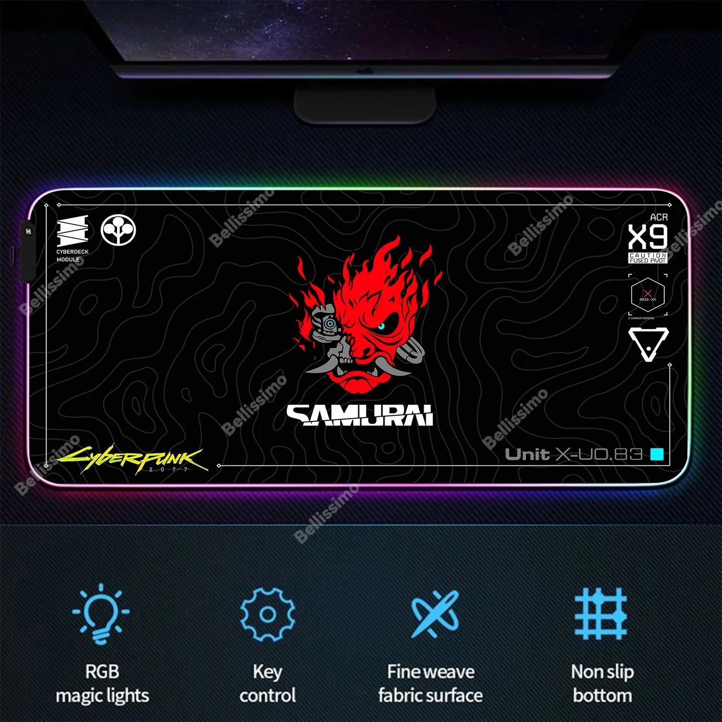 RGB Gaming Cyberpunks Mouse Pad XXL Computer Gamer Large Led Mousepad Ghost Head Desktop Decoration WOW Deskmat Wit Backlit