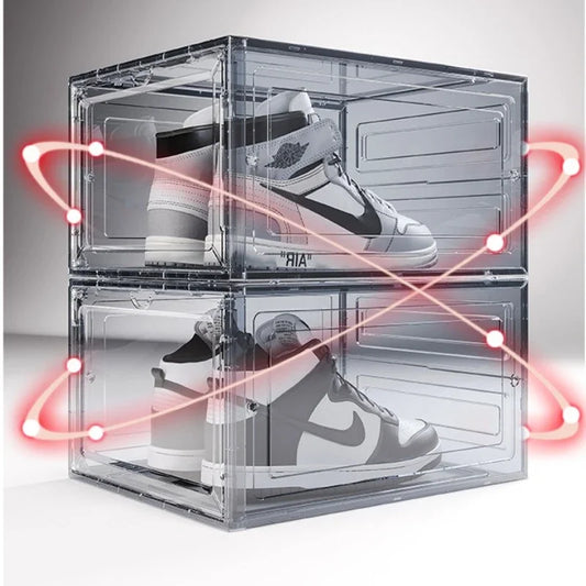 48 Size Large Foldable Stackable Acrylic Shoe Box with Magnetic DoorTransparent Dustproof Sneaker Storage Organizer for AJ N ike
