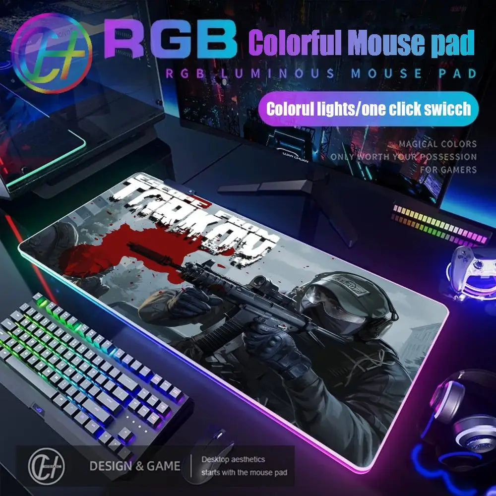 Escape From Tarkov RGB Mouse Pad Computer Gaming Accessories Large Mouse Deskmats MousePads Office Anti-slip Soft Laptop Carpet