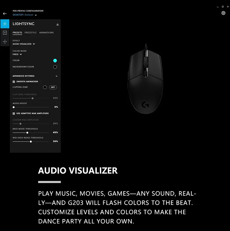 Official Logitech G203 Mouse for Gaming, Lightsync RGB with 3 Zones, 25G Acceleration, 200 IPS Tracking Speed