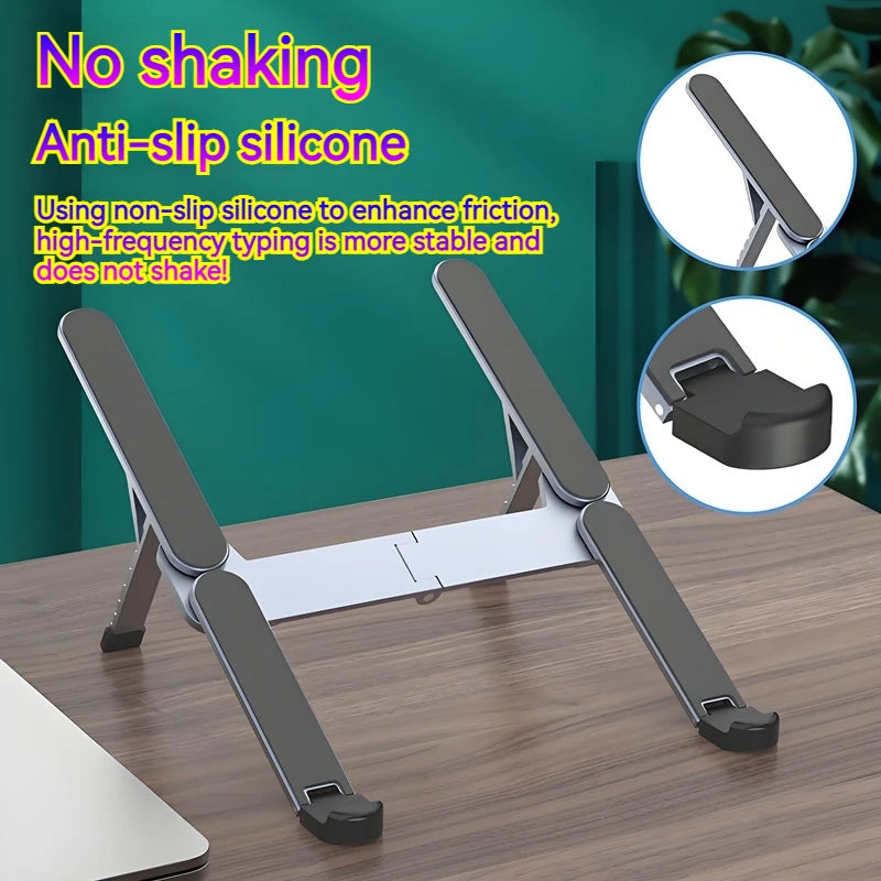 Metal Mini Foldable Laptop Stand Adjustable Angle Portable Notebook Holder for 10-17 Inch Laptops Ideal for Home Office Travel
