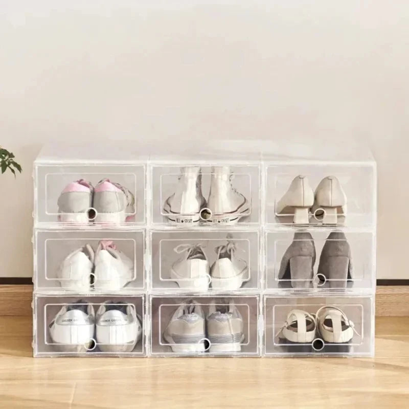 2026 New Cajas Para Zapatos 6pcs Transparent Thickened Shoe Boxes Dustproof Moistureproof Foldable Stackable Home Shoe Organizer