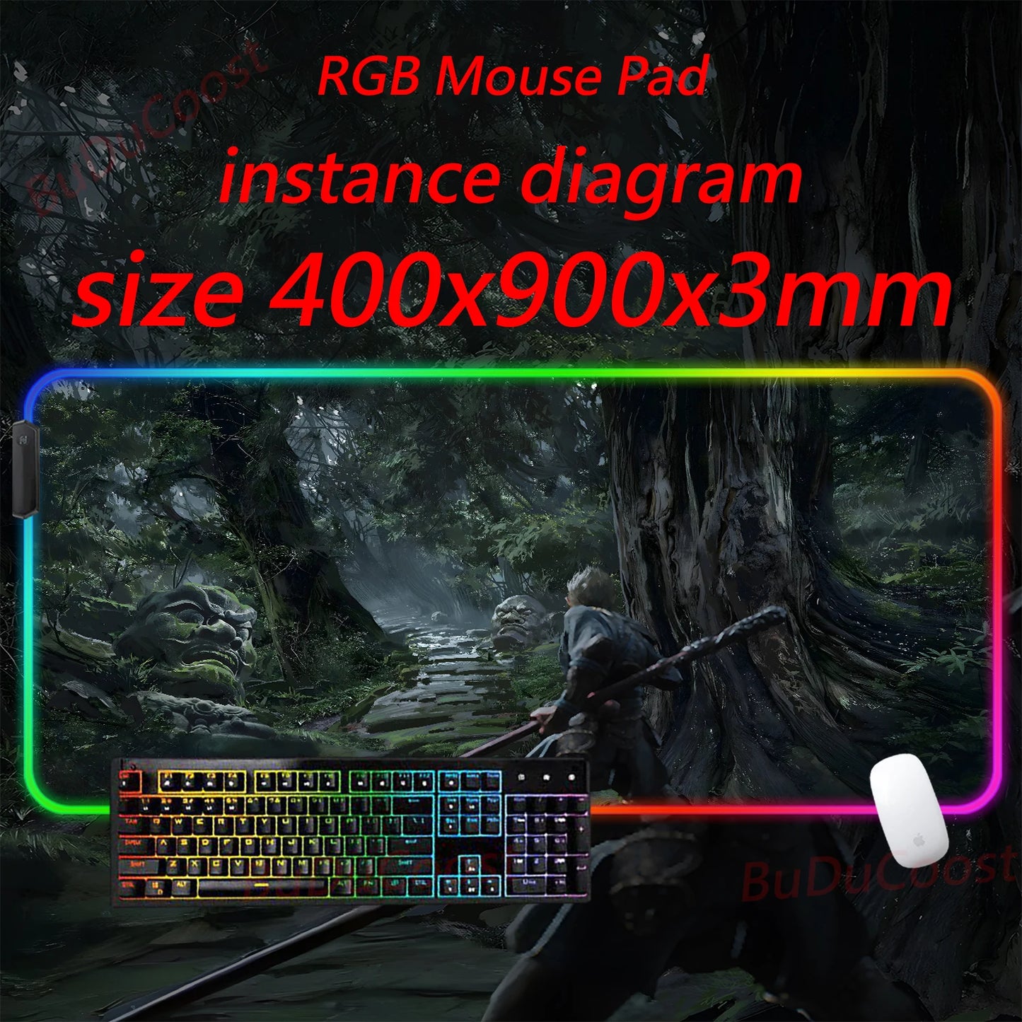 Black Myth  Wukong electronic sports PC Office HD Printing Desk Gaming RGB XXL Game Locking Edge Computer Luminescence Mouse Pad
