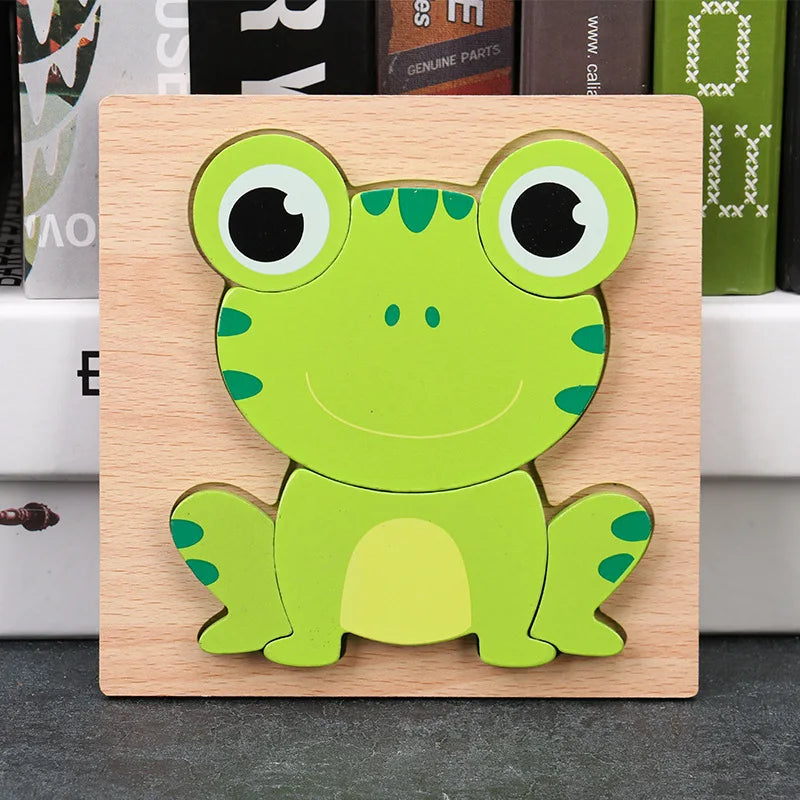 Baby High Quality 3D Wooden Puzzles Educational Cartoon Animals Early Learning Intelligence Puzzle Game Toys for Children