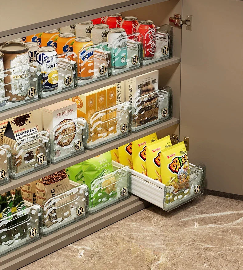 Kitchen Organizing Storage Box Simple Cabinet Retractable Storage Box Water Corrugated Drawer Desktop Snacks Grocery Storage Box