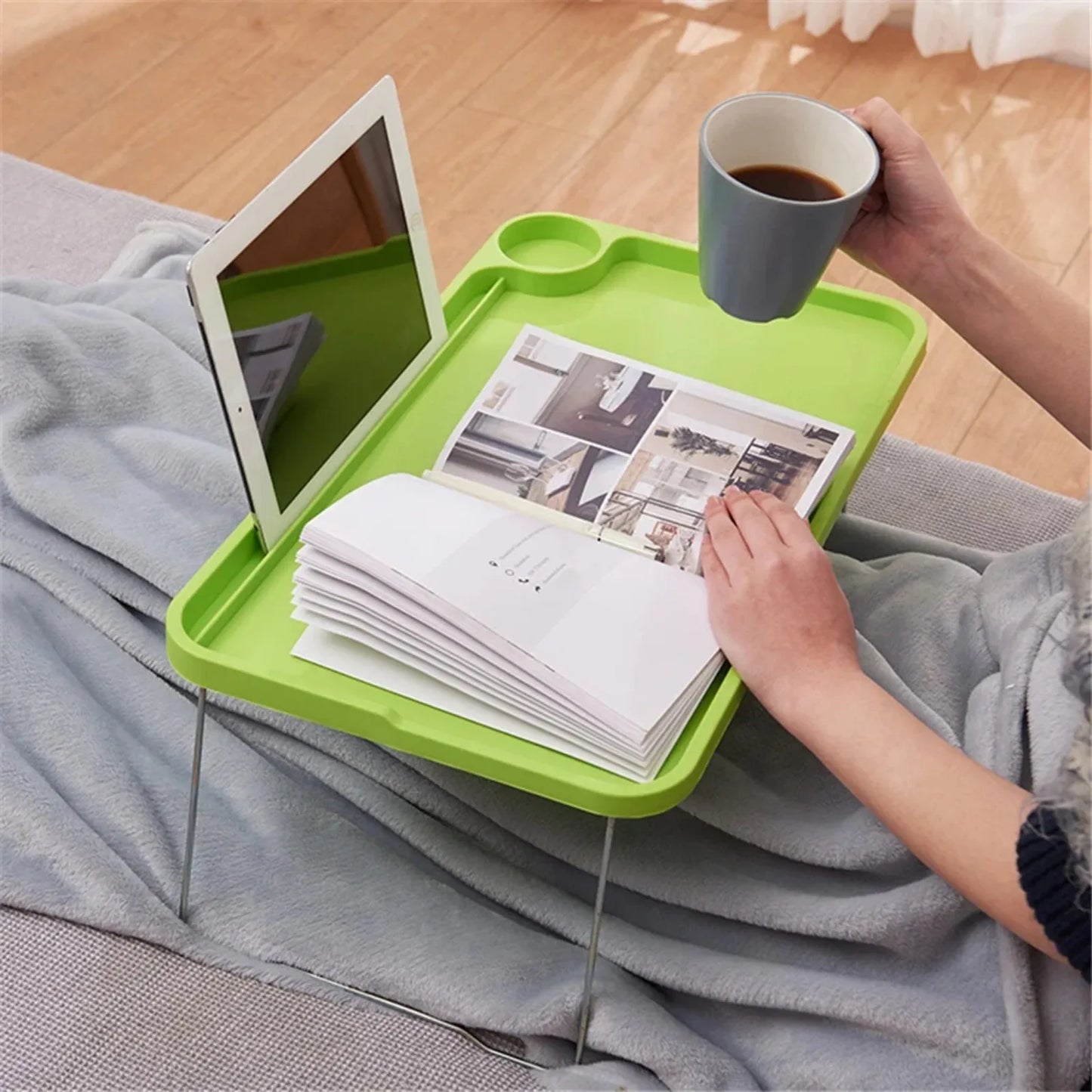 Foldable Laptop Bed Table Lap Desk Portable Multi-Function Stable Tray Dining Table With Cup Slots Household  And Dormitory