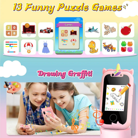 Kids Smart Phone Camera Toys Touchscreen Learning Toy for 3-12 Year Old Boys Girls Phone MP3 Player Christmas Birthday Gifts