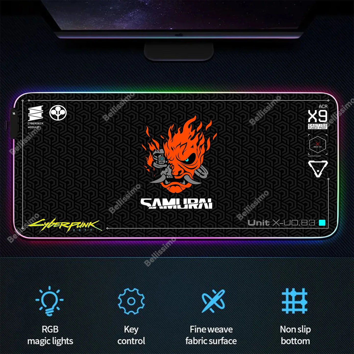 RGB Gaming Cyberpunks Mouse Pad XXL Computer Gamer Large Led Mousepad Ghost Head Desktop Decoration WOW Deskmat Wit Backlit