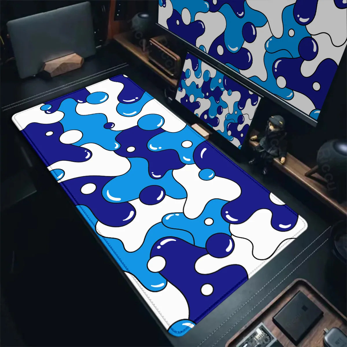 Gaming Mouse Pad Large Size Table Pad Blue & White Strata Liquid Mousepad XXL Computer Play Mat Rubber Mausepad Keyboard Deskmat