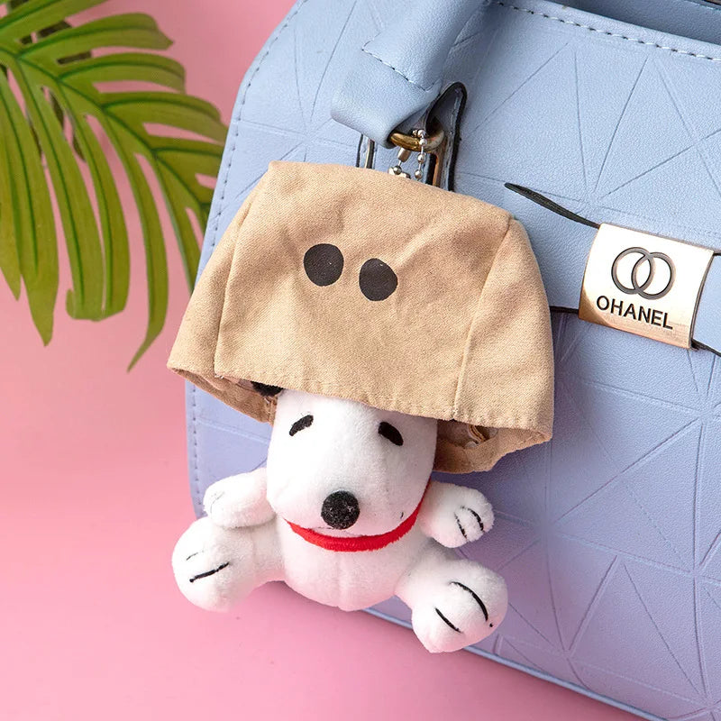 Snoopy Charlie Plush Doll Anime Doll Face Masked Keychain with Hood Plush Doll Pendant Cartoon Cute Children Birthday Toy Gift