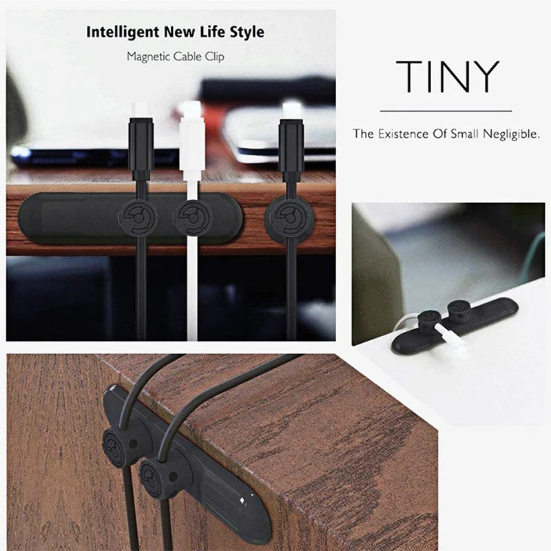 Car Magnetic Cable Holder Cable Clip Protector Cord Winder Car Wire Organizer Desktop USB Charging Line Management Wire Keeper