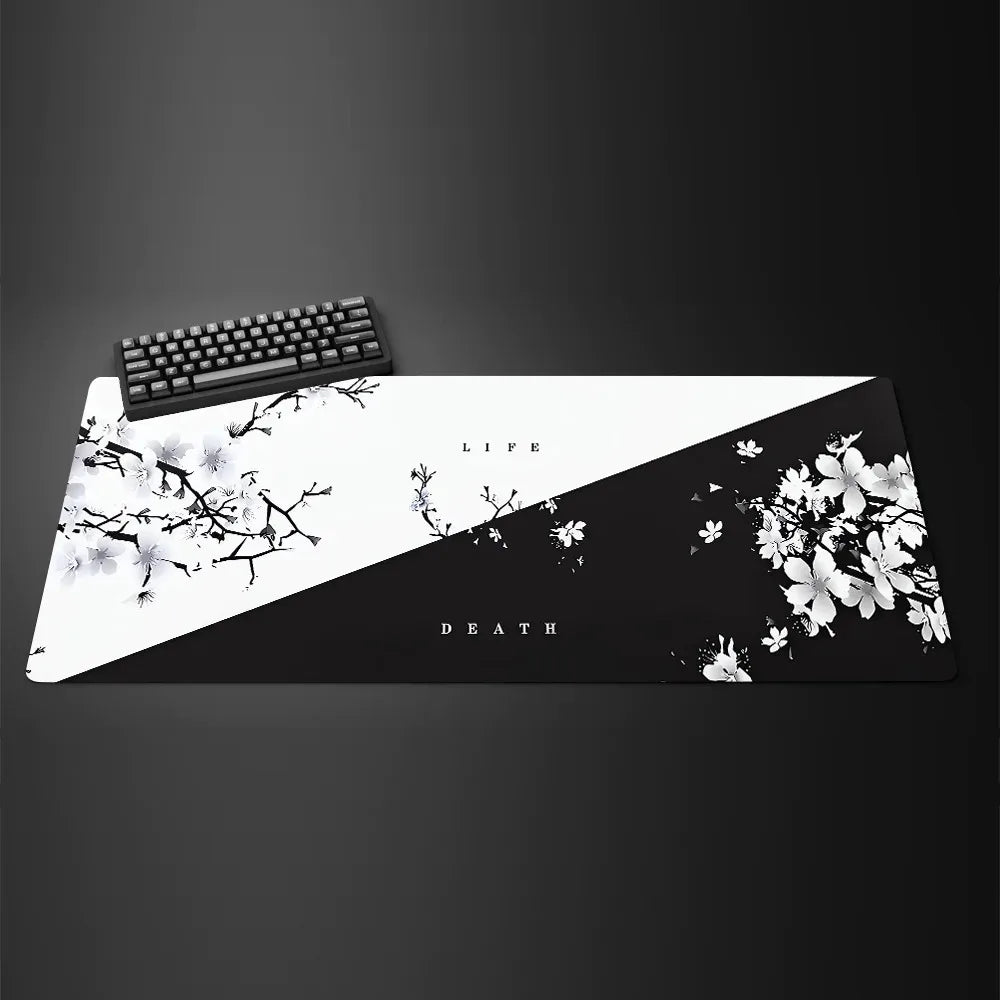 White Black Mouse Pad XXL Gaming Computer Mausepad Big Art Deskmat Playmat Laptop Office Accessories Carpet Non-Slip Mat 800x400