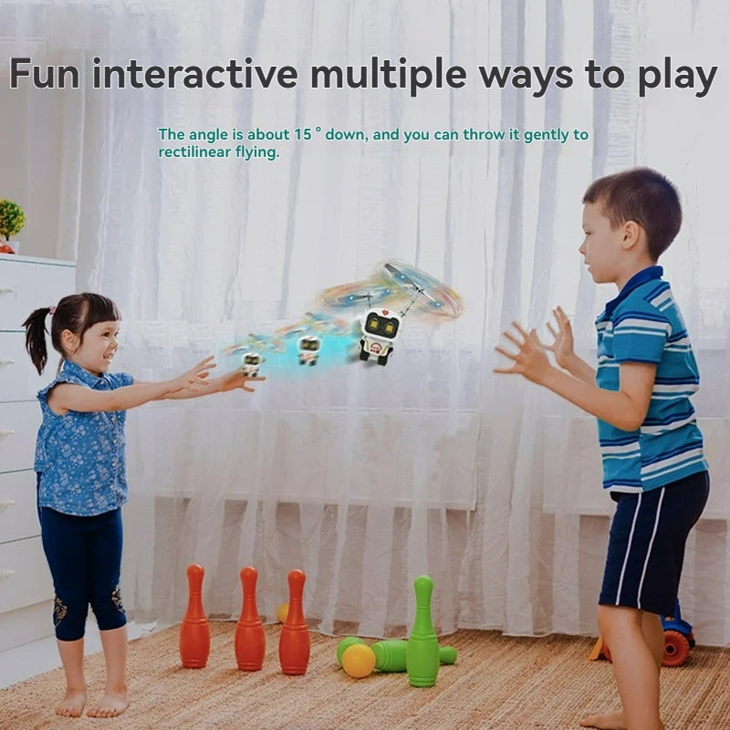 Levitating Luminous Flying Robot Astronaut Toy Aircraft Hand-Controlled Drone Interactive with Lights Outdoor Toys for Kids Gift