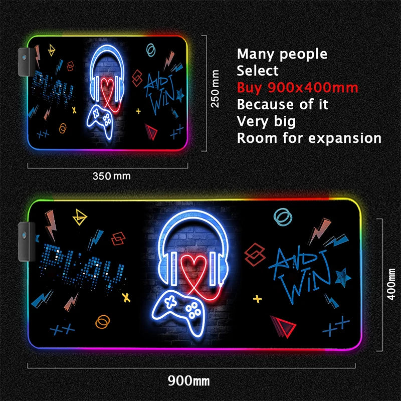 RGB Large Gamepad Mouse Pad Gamer LED Backlight Luminous Mousepad Gaming Non-Slip Keyboard Pads E-sports Laptop Office Desk Mat