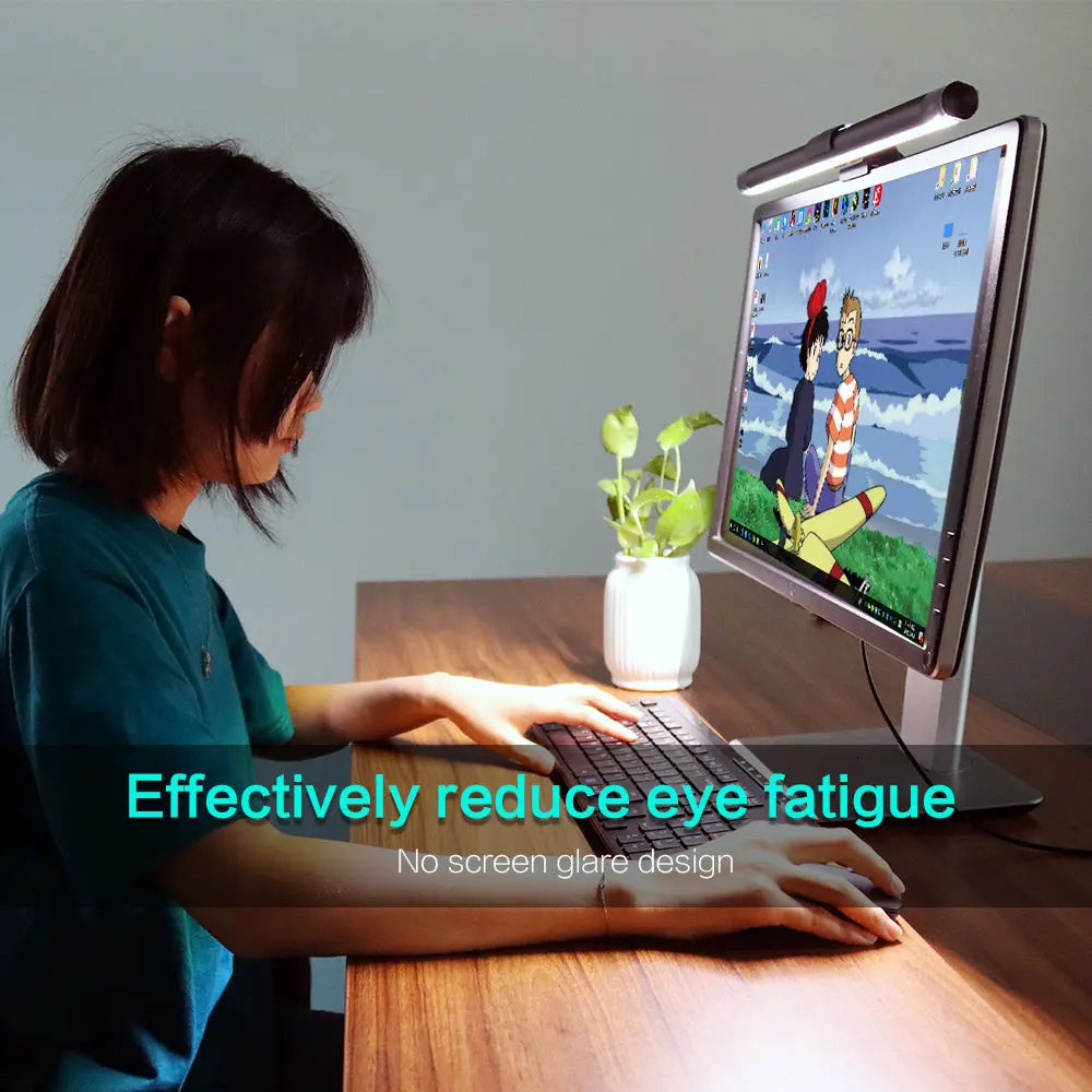 RGB Laptop Screen Hanging Light Bar Stepless Dimming Eye Care Strip Hassle Free Mount Perfect for Gaming Work Study Office
