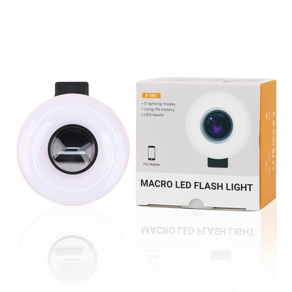 Mobile Lens LED Phone Clip Magnifier, 15X Zoom with Light for Photos,Hands-Free Magnifying Glass Macro Lens 2 in 1 HD Camera Len