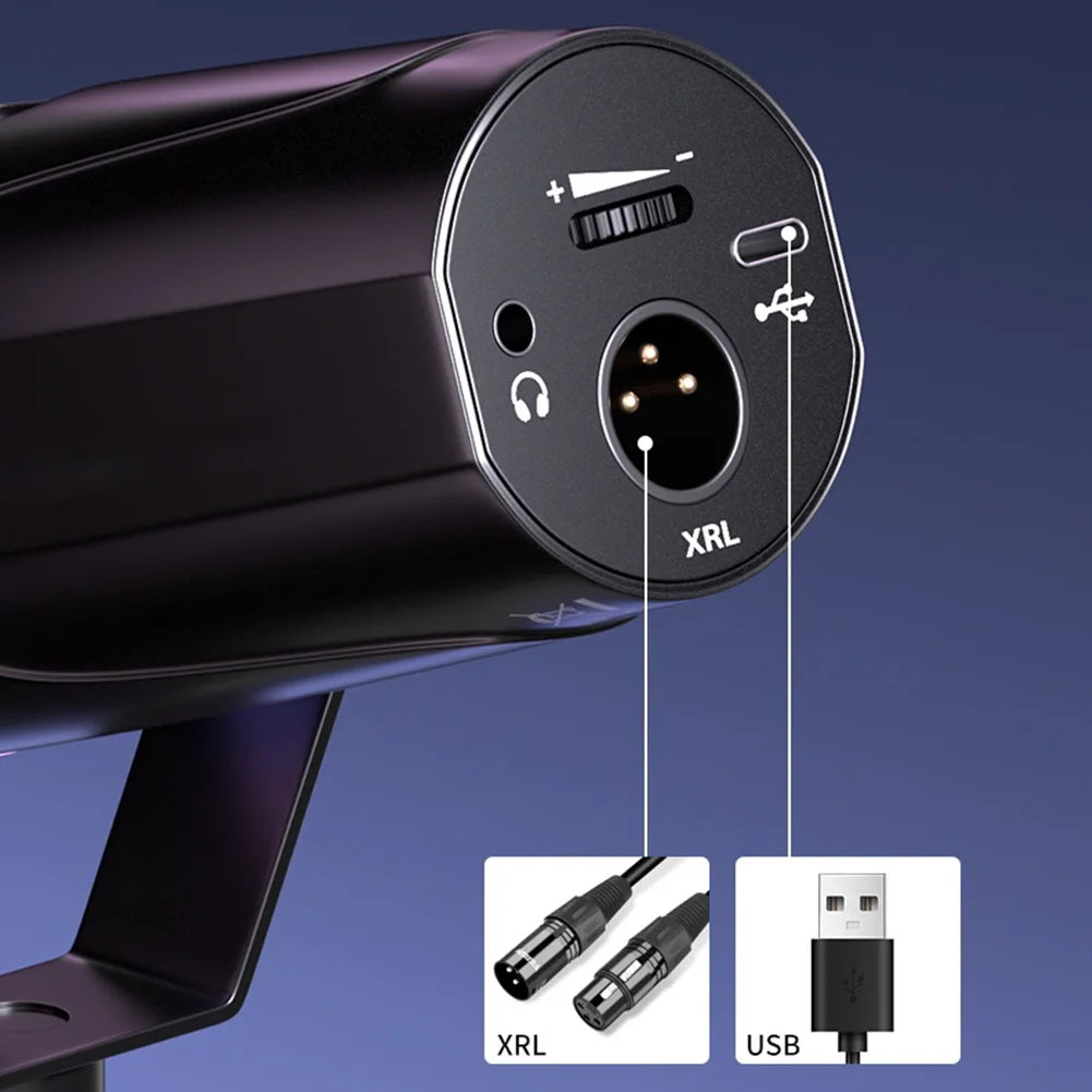 USB XLR Dynamic Gaming Microphone RGB Dynamic Computer Microphone PC Computer Gaming Mic for Streaming Recording