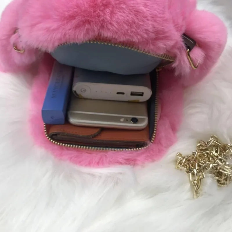 Rabbit Bag Crossbody Bag Imitation Otter Rabbit Fur Rabbit Bag Plush Bag Bag Women's Bag Bag 2023 New Fashion Chain Bag