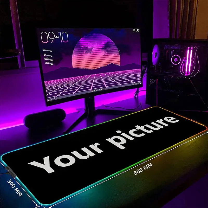 900x400mm RGB Mouse Pad The Great Wave off Kanagawa Design Waterproof Backlit Gaming Mousepad Protector with Laptop Accesso Mat